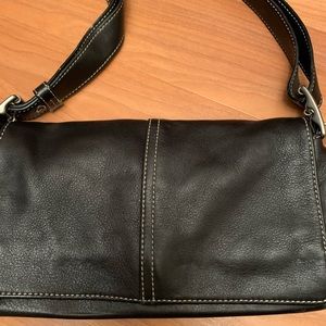 Black leather coach purse